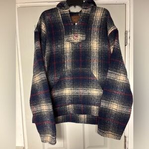 Legendary Whitetails Heavy Thick Plaid Drug Rug Pullover Hoodie Blue jacket XL